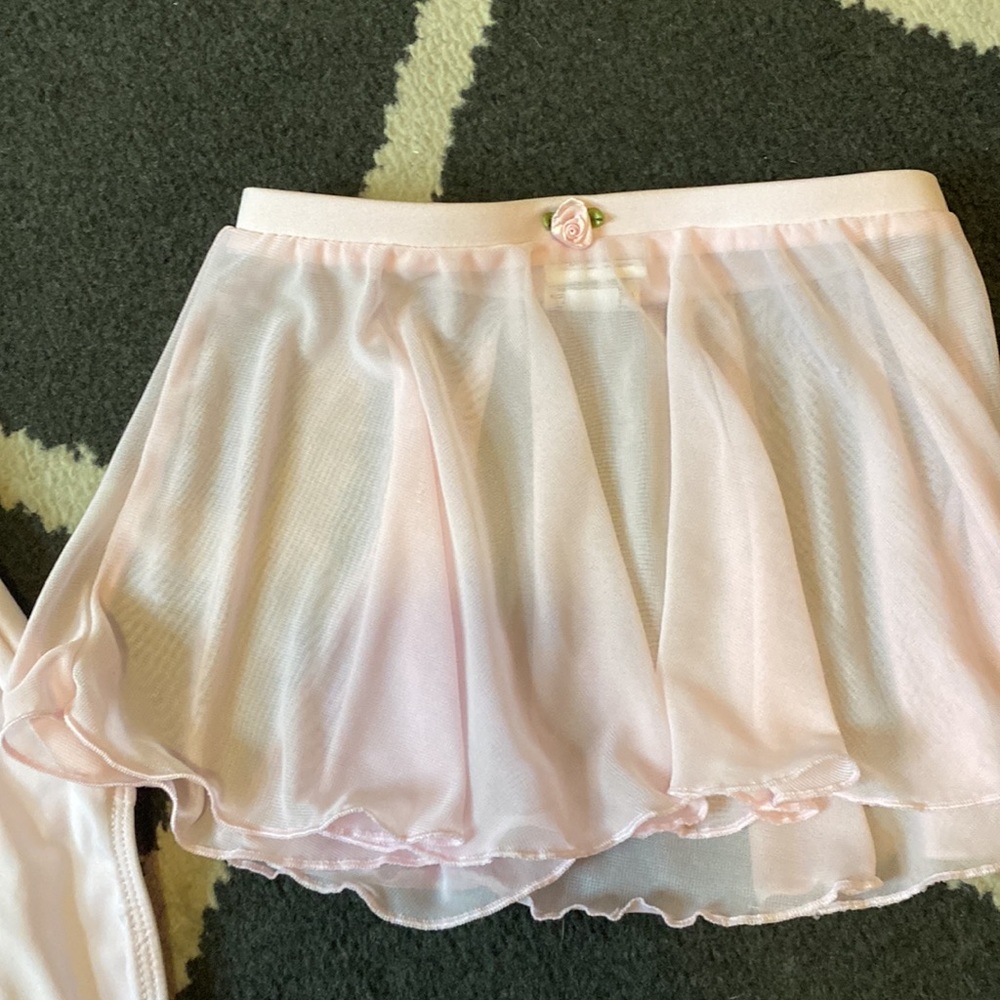 Pink dance leotard with additions sheer skirt - Picture 4 of 6